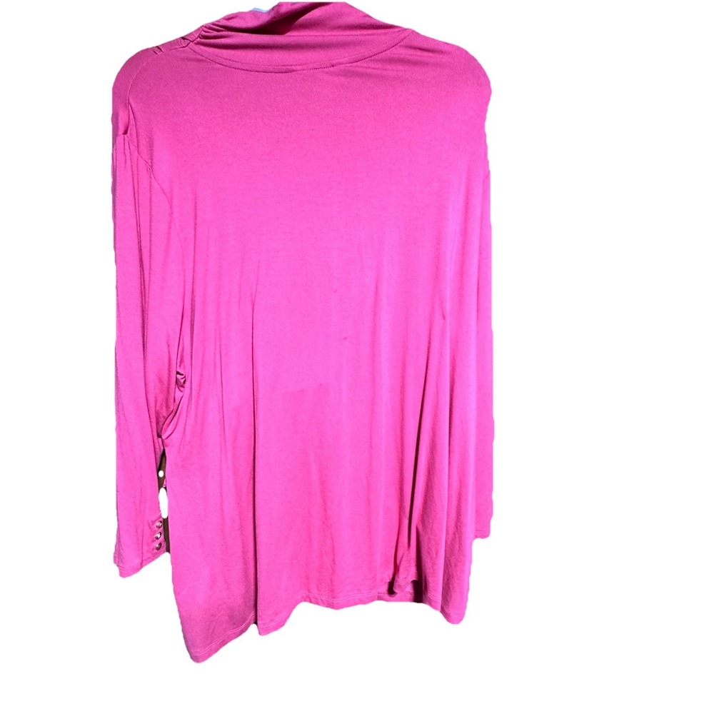 Liz Claiborne Cross Over Scrunch Side Dressy Pink 2x NEW Gold Buttons‎ Summer - Picture 5 of 5